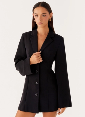 Albi Fitted Blazer Mini Dress - Black Simple Ease Fitted Style