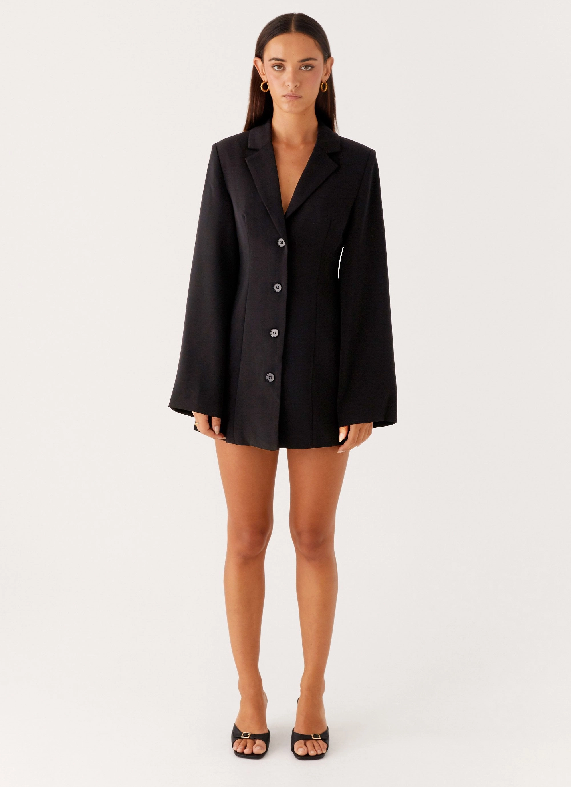 Summer Outfit All Season Albi Fitted Blazer Mini Dress - Black