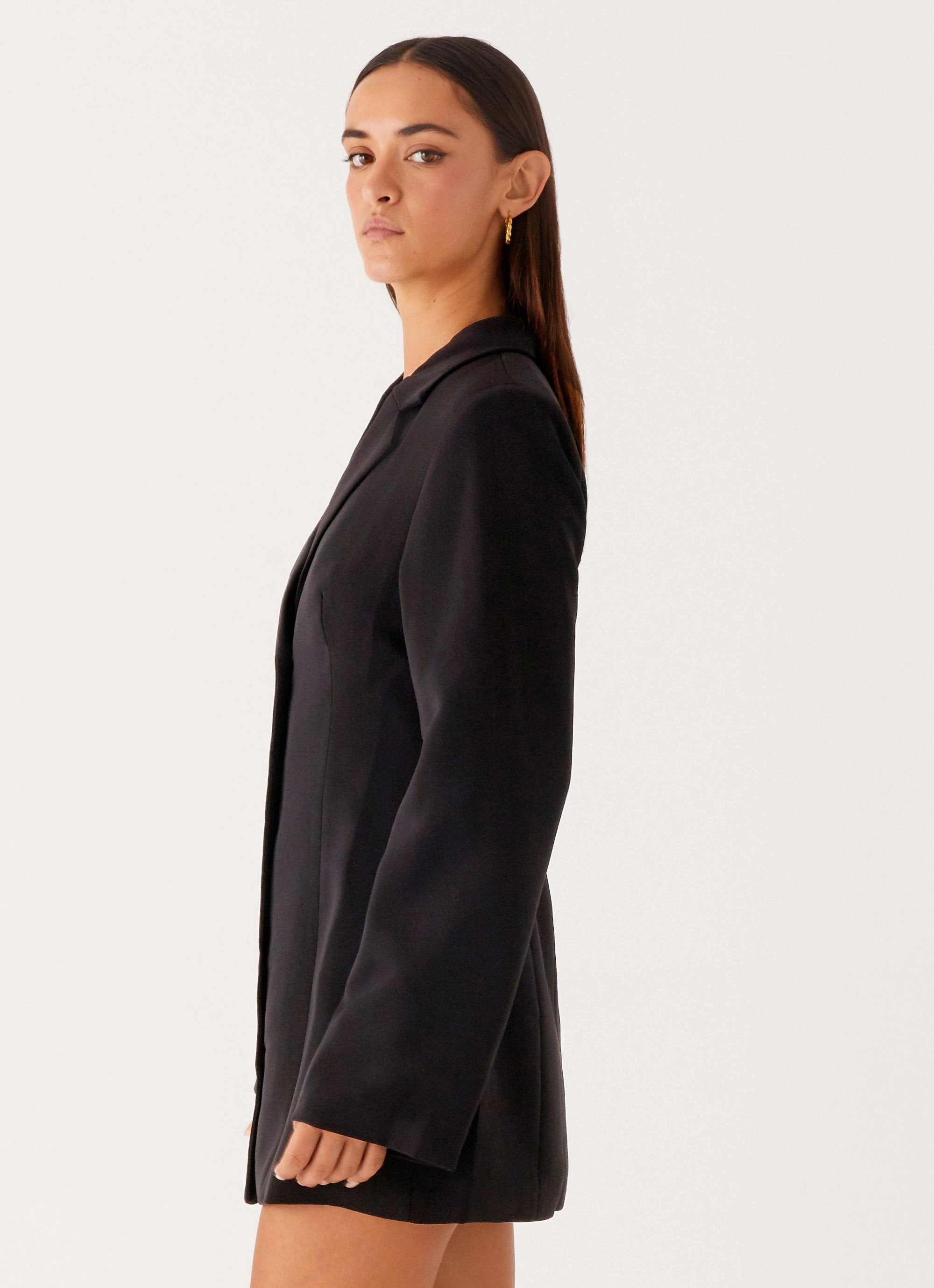Subtle Drape Urban Chic Albi Fitted Blazer Mini Dress - Black