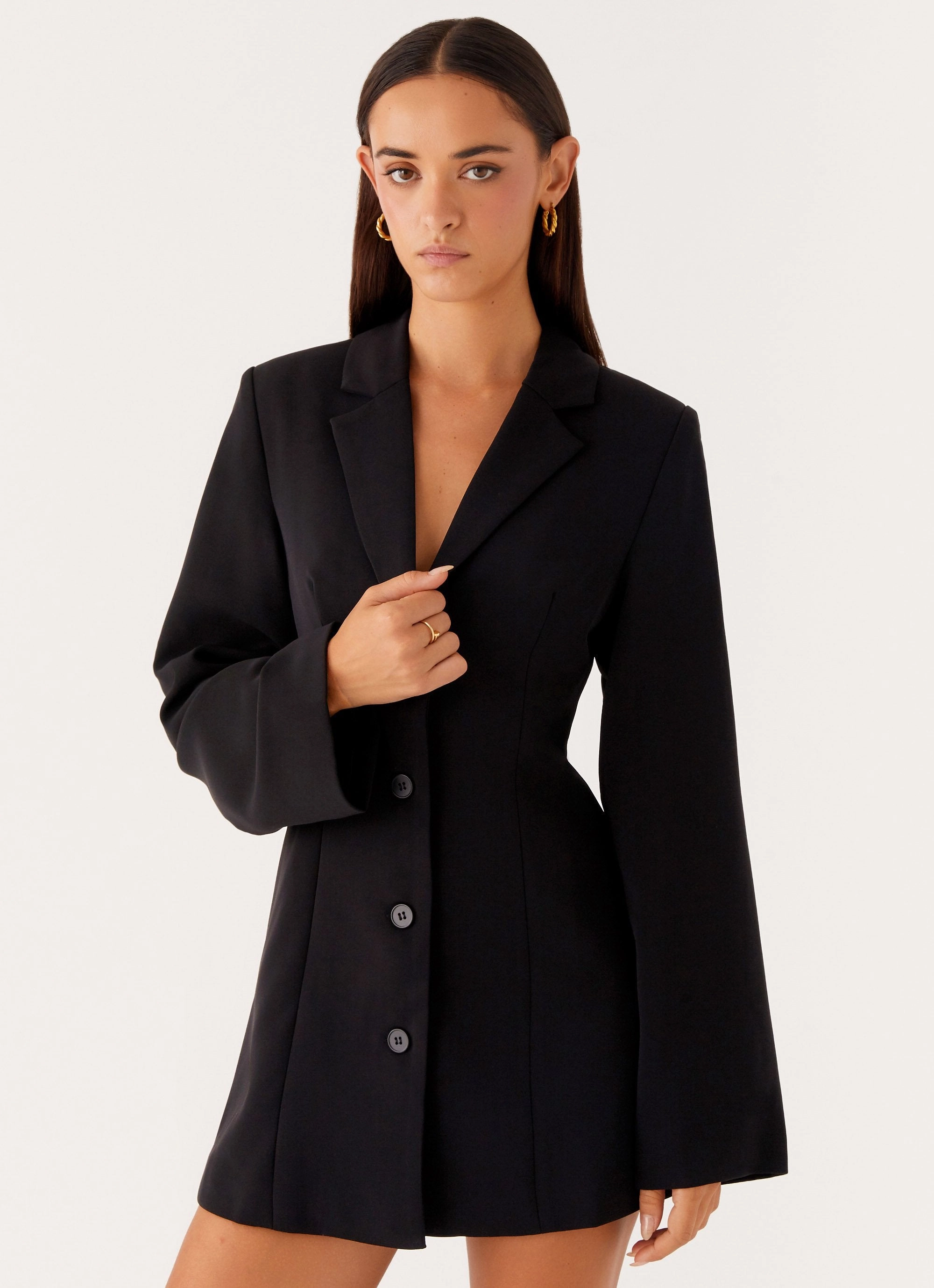 Albi Fitted Blazer Mini Dress - Black Simple Ease Fitted Style