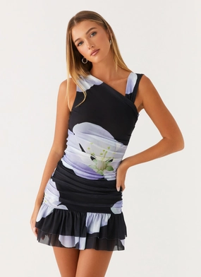 Maverick Mini Dress - Flower Print Smooth Lines FoldablePackaging