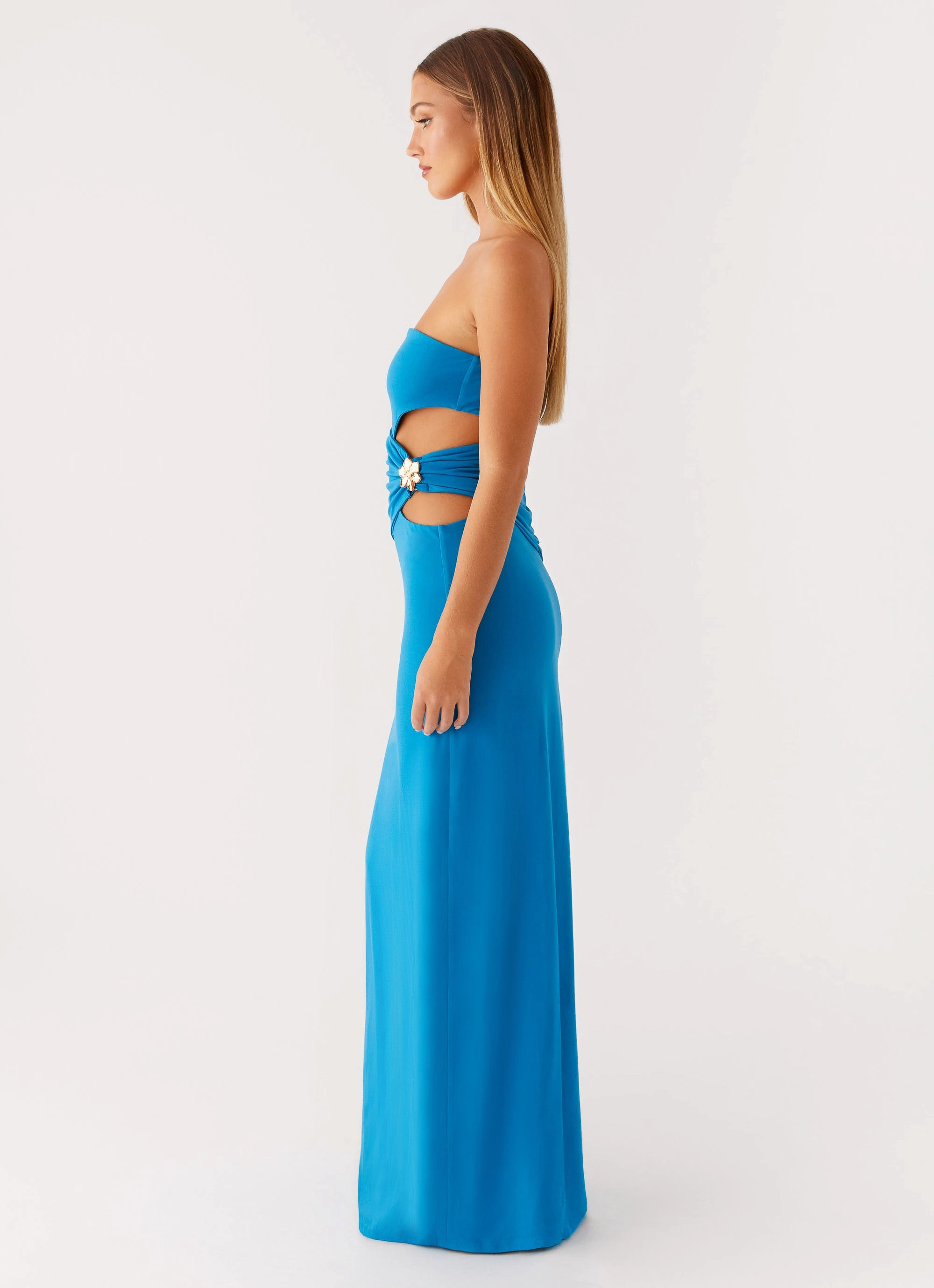 monochrome Trendy Cut Anetta Maxi Dress - Royal Blue