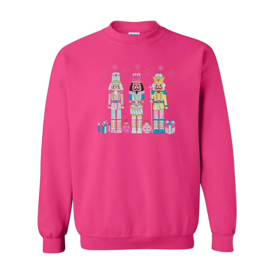 Festive Trio Embroidered Nutcracker Christmas Sweatshirt