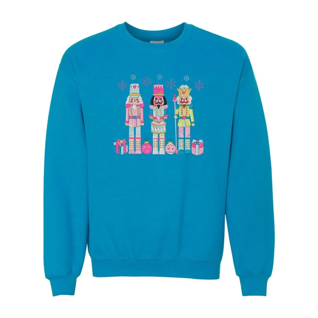 Festive Trio Embroidered Nutcracker Christmas Sweatshirt