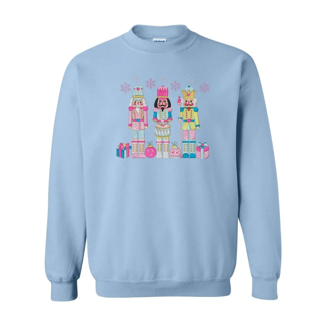 Festive Trio Embroidered Nutcracker Christmas Sweatshirt