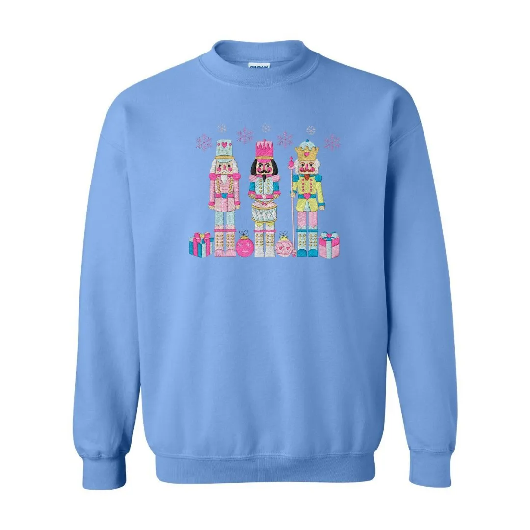 Festive Trio Embroidered Nutcracker Christmas Sweatshirt