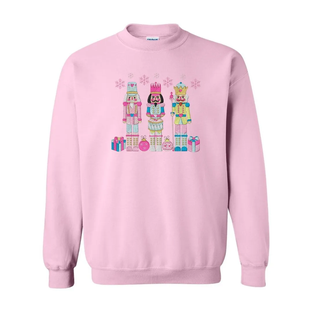 Festive Trio Embroidered Nutcracker Christmas Sweatshirt
