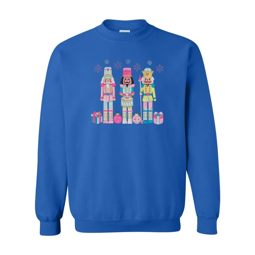 Festive Trio Embroidered Nutcracker Christmas Sweatshirt