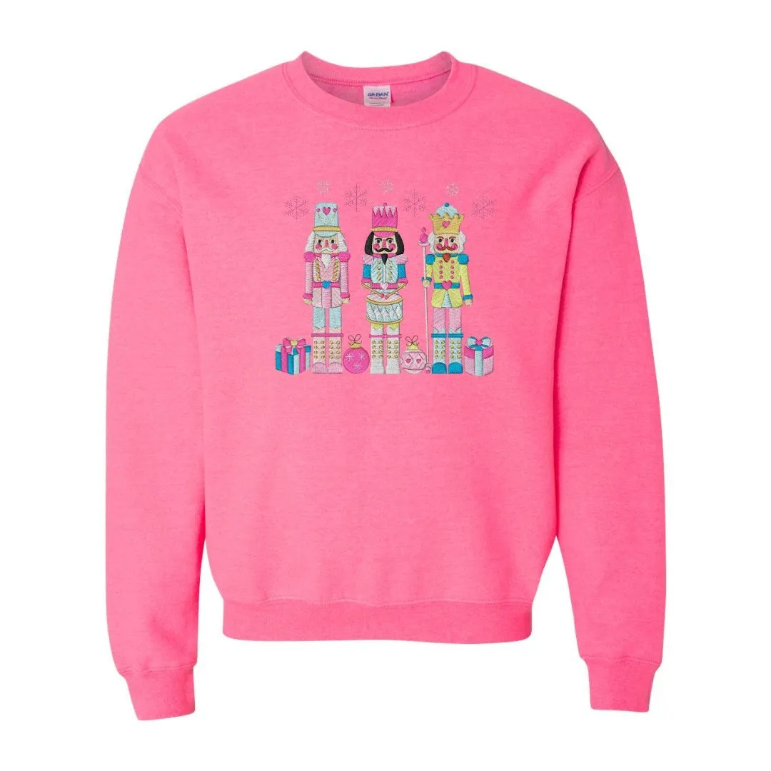 Festive Trio Embroidered Nutcracker Christmas Sweatshirt