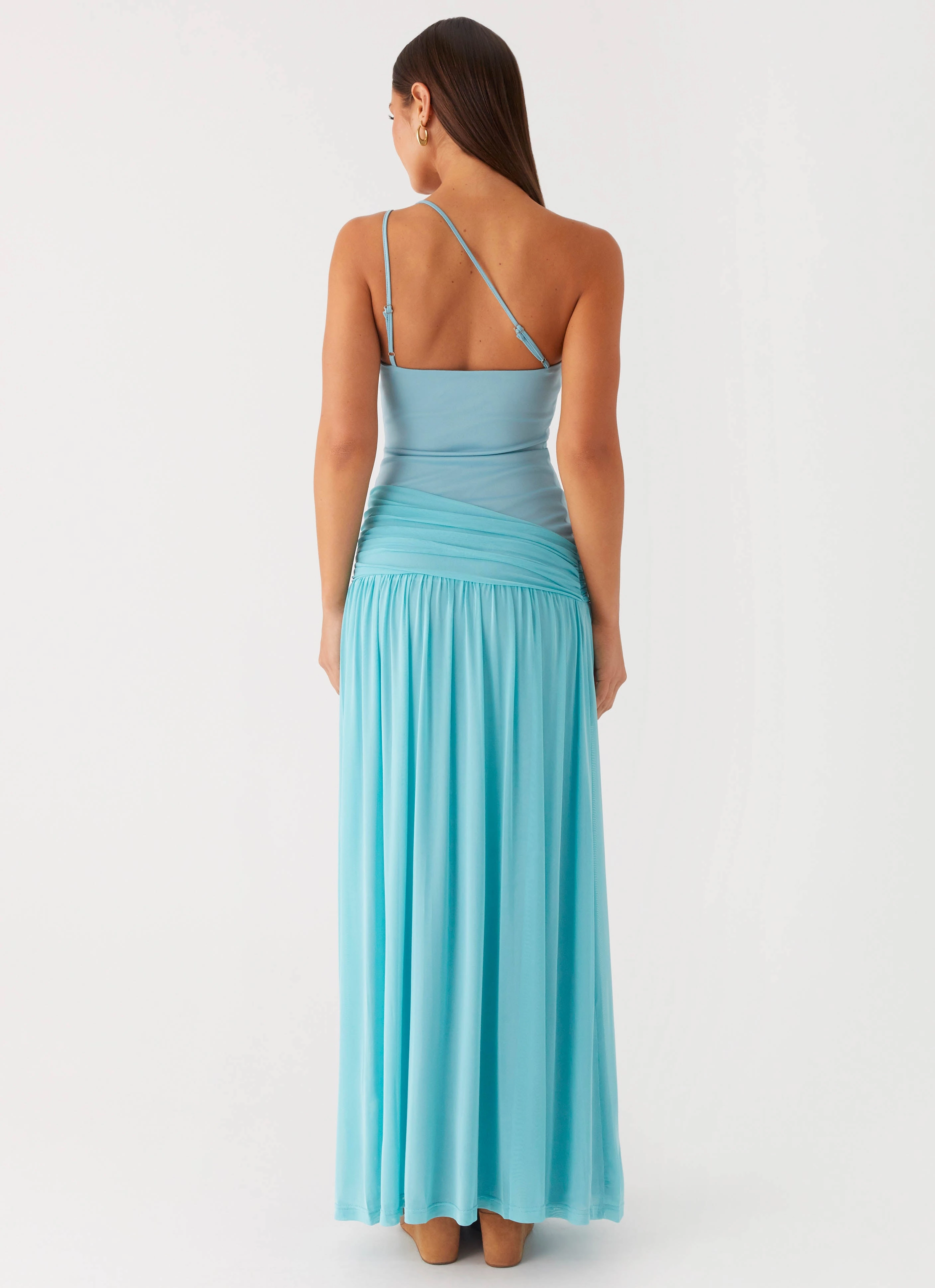Aurelia Maxi Dress - Aqua Relaxed Waistband Smart Tones