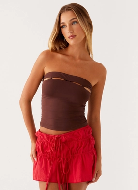 Fia Tube Top - Chocolate VNeckReinforcement Knit Fabric Technology