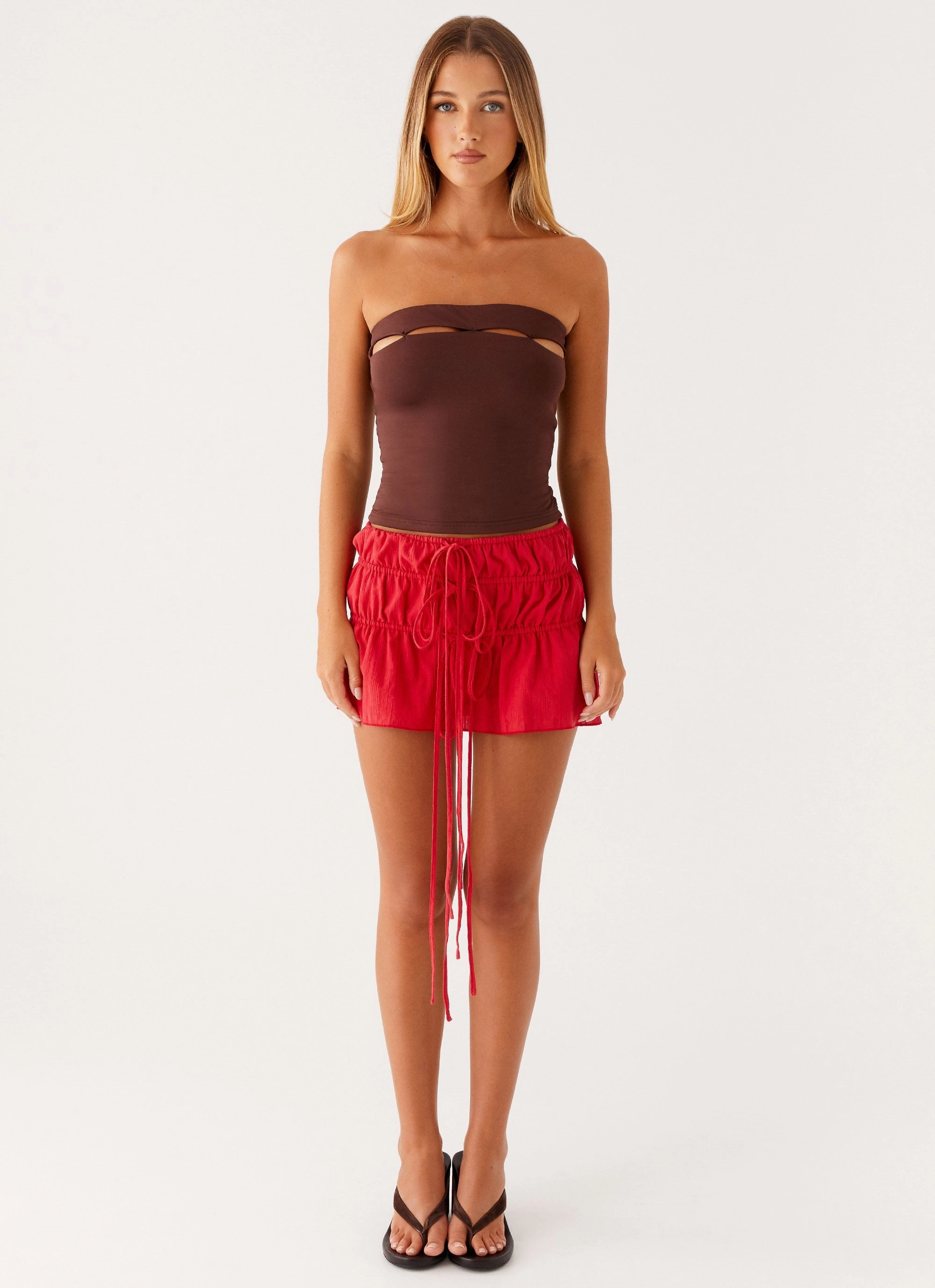 Low Profile Zipper Fia Tube Top - Chocolate