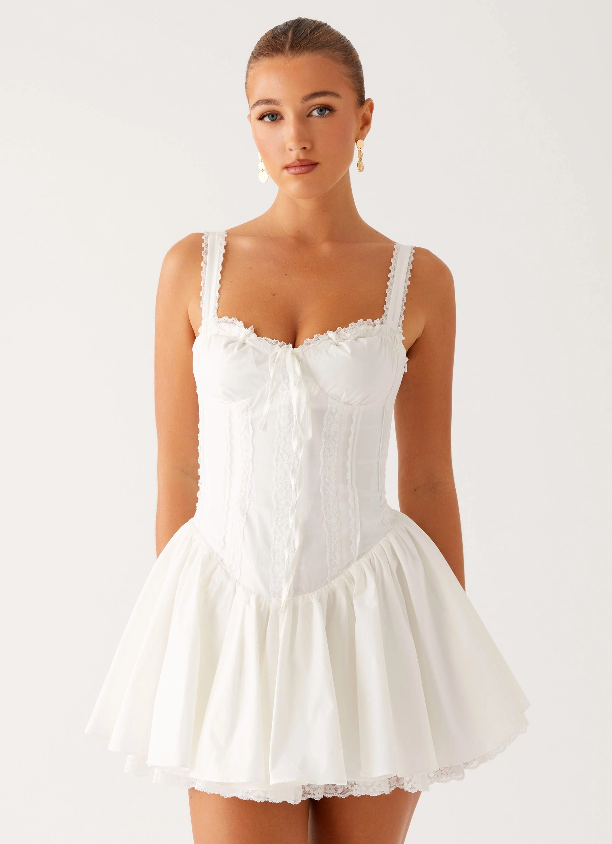 Lacie Mini Dress - White Square Neck