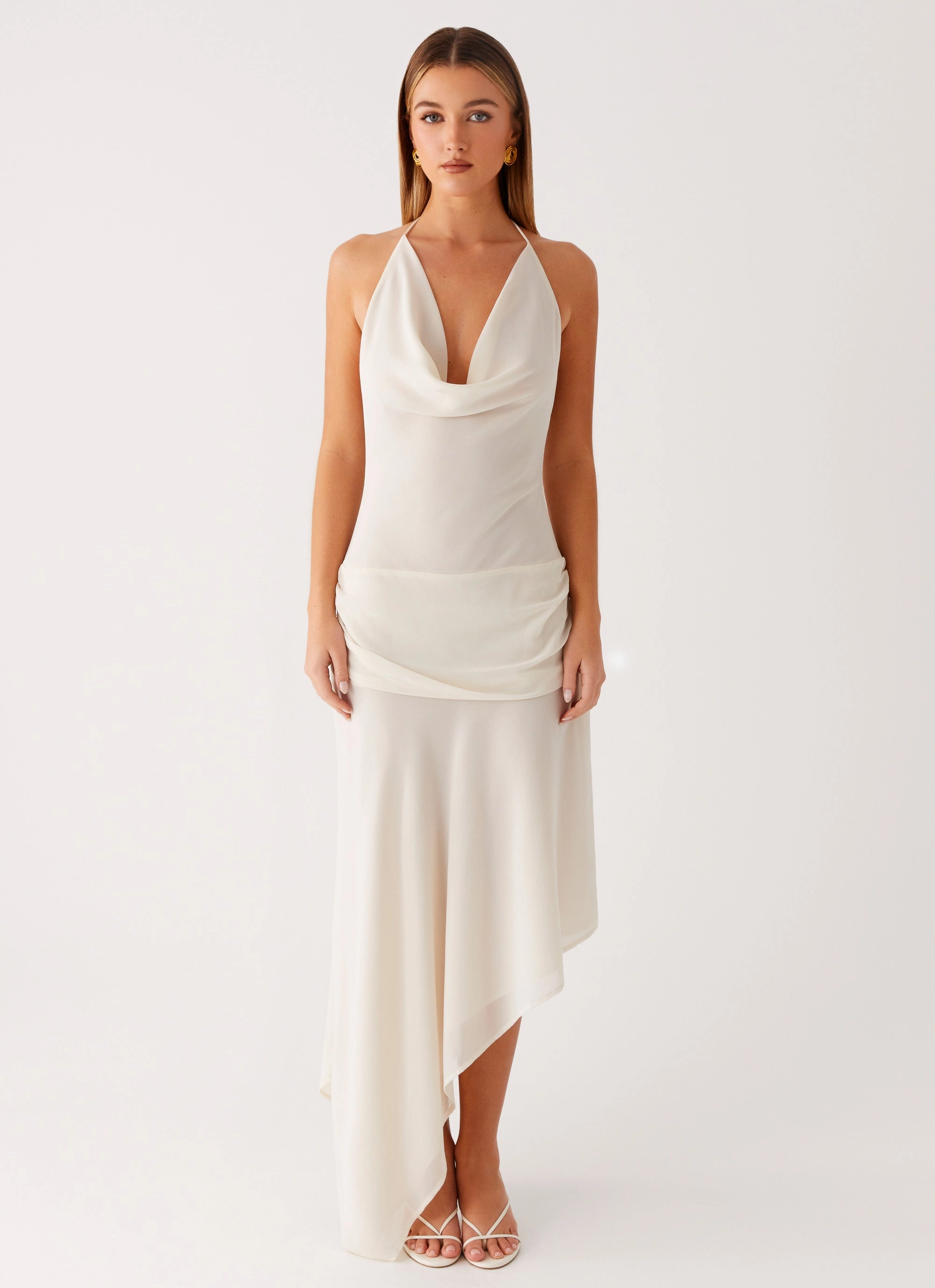 Cozy Design Slender Look Nyra Midi Dress - Cream