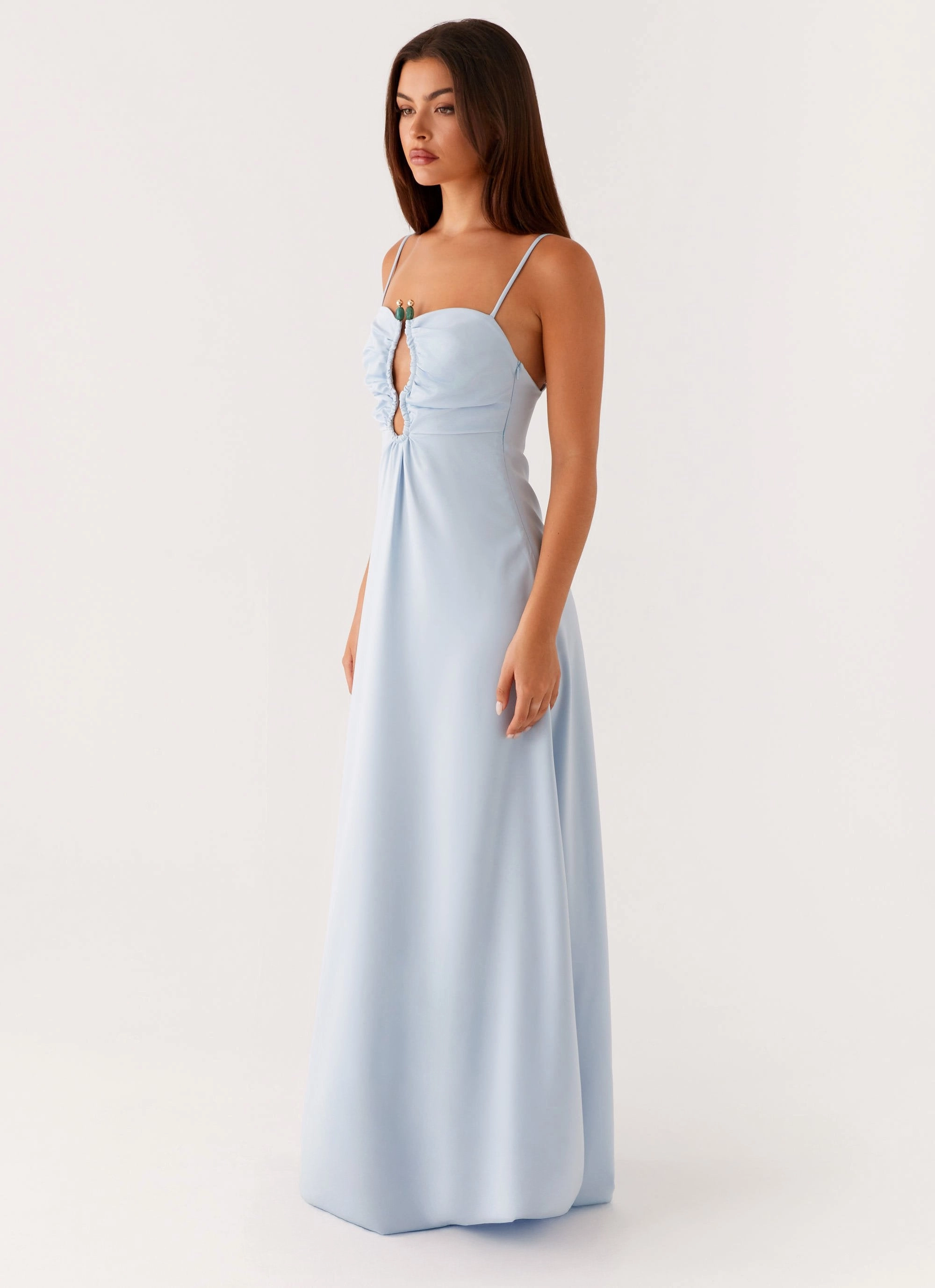 Vibrant Aesthetic Flowy Texture Zelda Maxi Dress - Blue