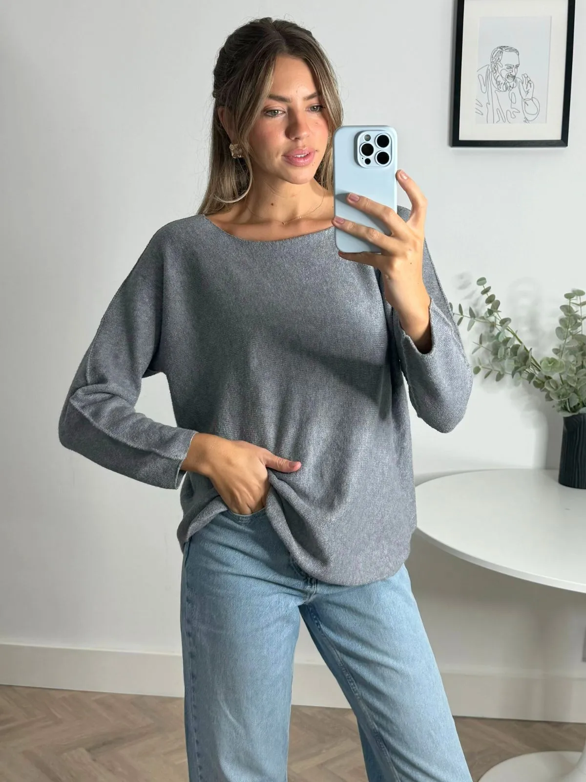 Home Layer Lightweight Material Lottie Jumper / Grey