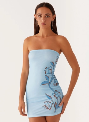 Finley Mini Dress - Blue Floral Style Base