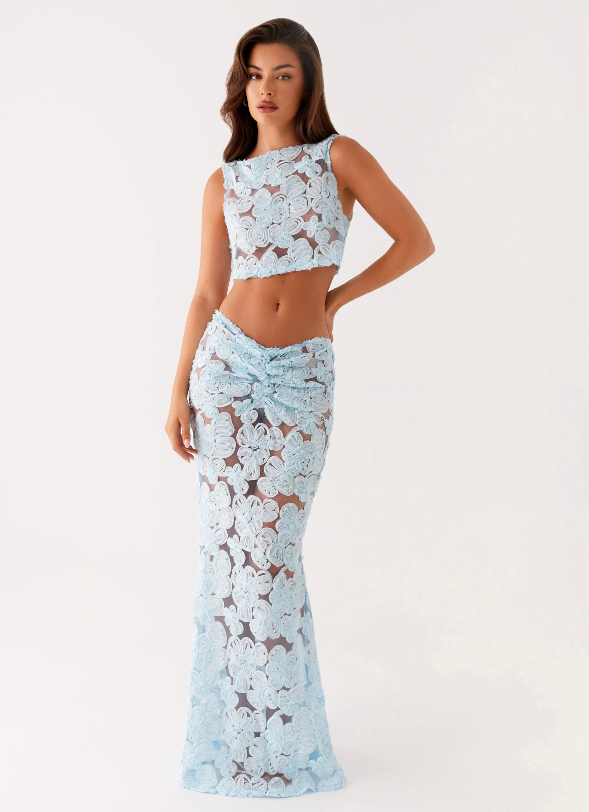 Fiorella Floret Maxi Skirt - Blue Soft Touch