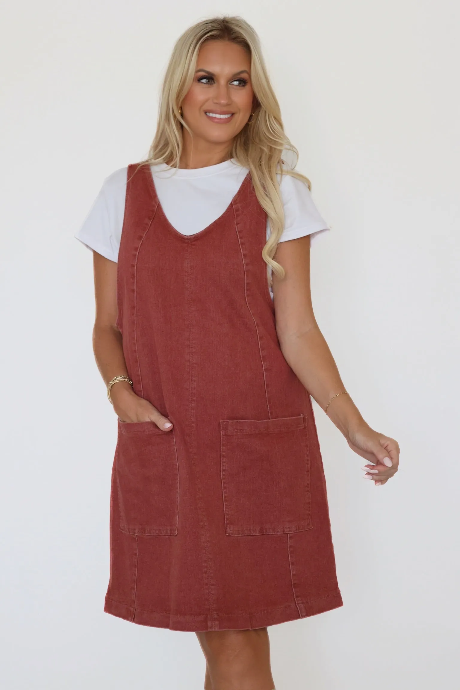 Reflective Accent Stripes First Of Fall Overall Dress