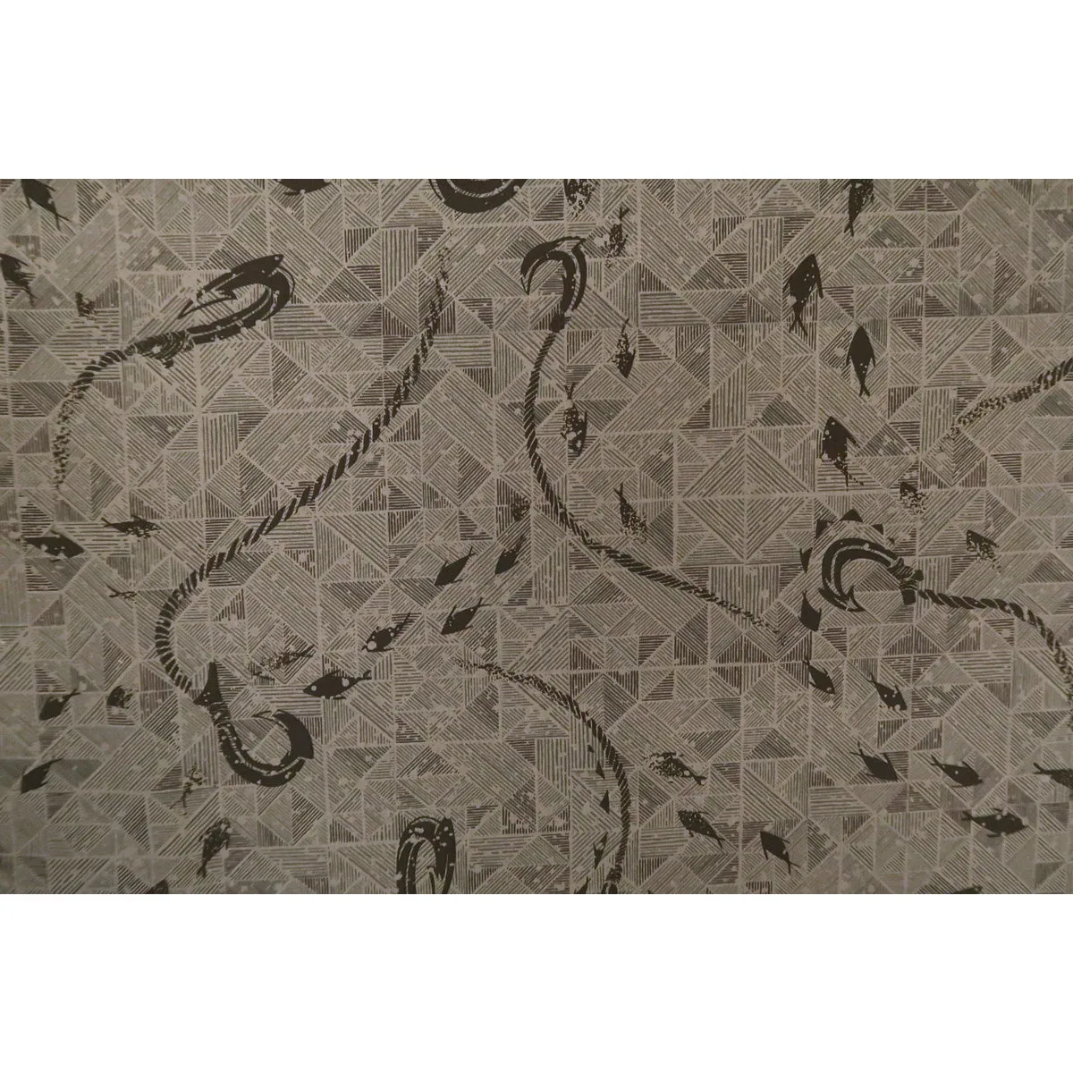 Fish Hook Hawaiian Shirt Fabric | Grey
