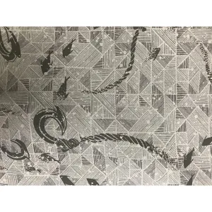 Fish Hook Hawaiian Shirt Fabric | Grey