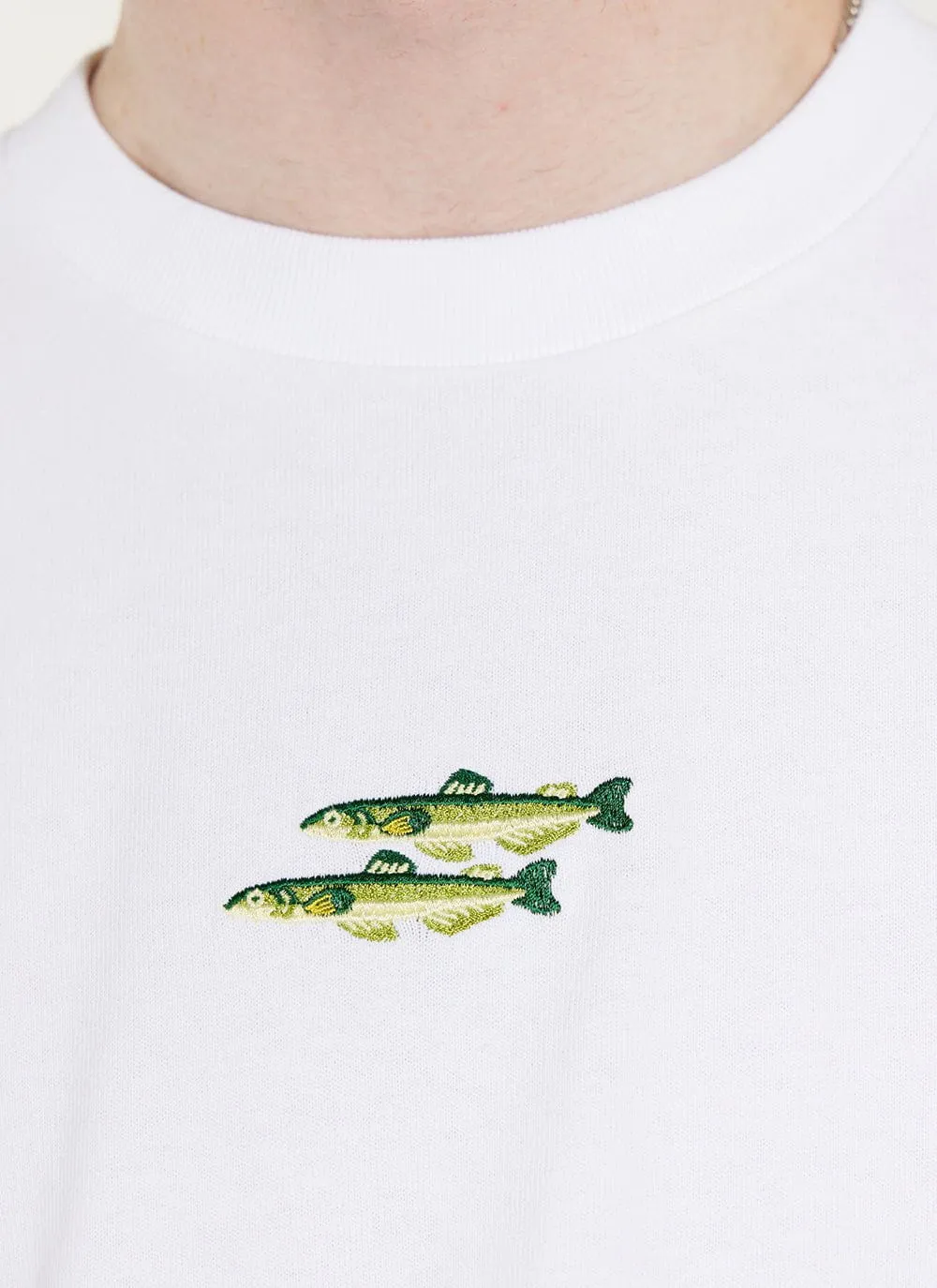 Fish Oversized T Shirt | Embroidered Organic Cotton | White