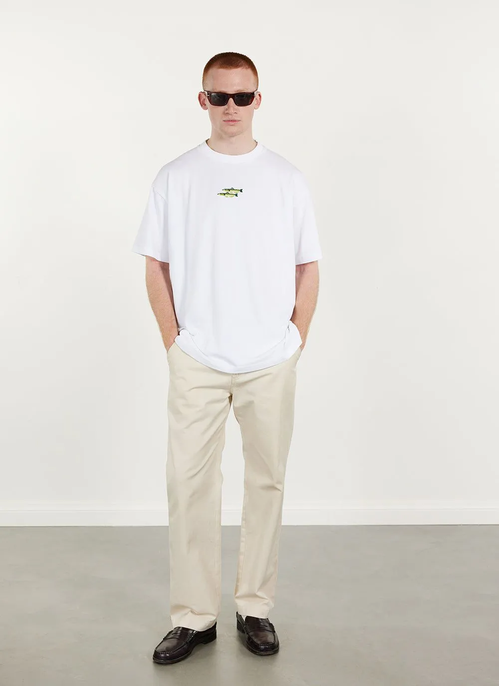 Fish Oversized T Shirt | Embroidered Organic Cotton | White