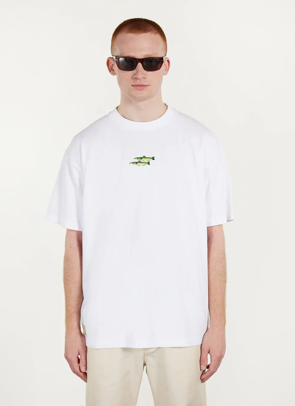 Fish Oversized T Shirt | Embroidered Organic Cotton | White