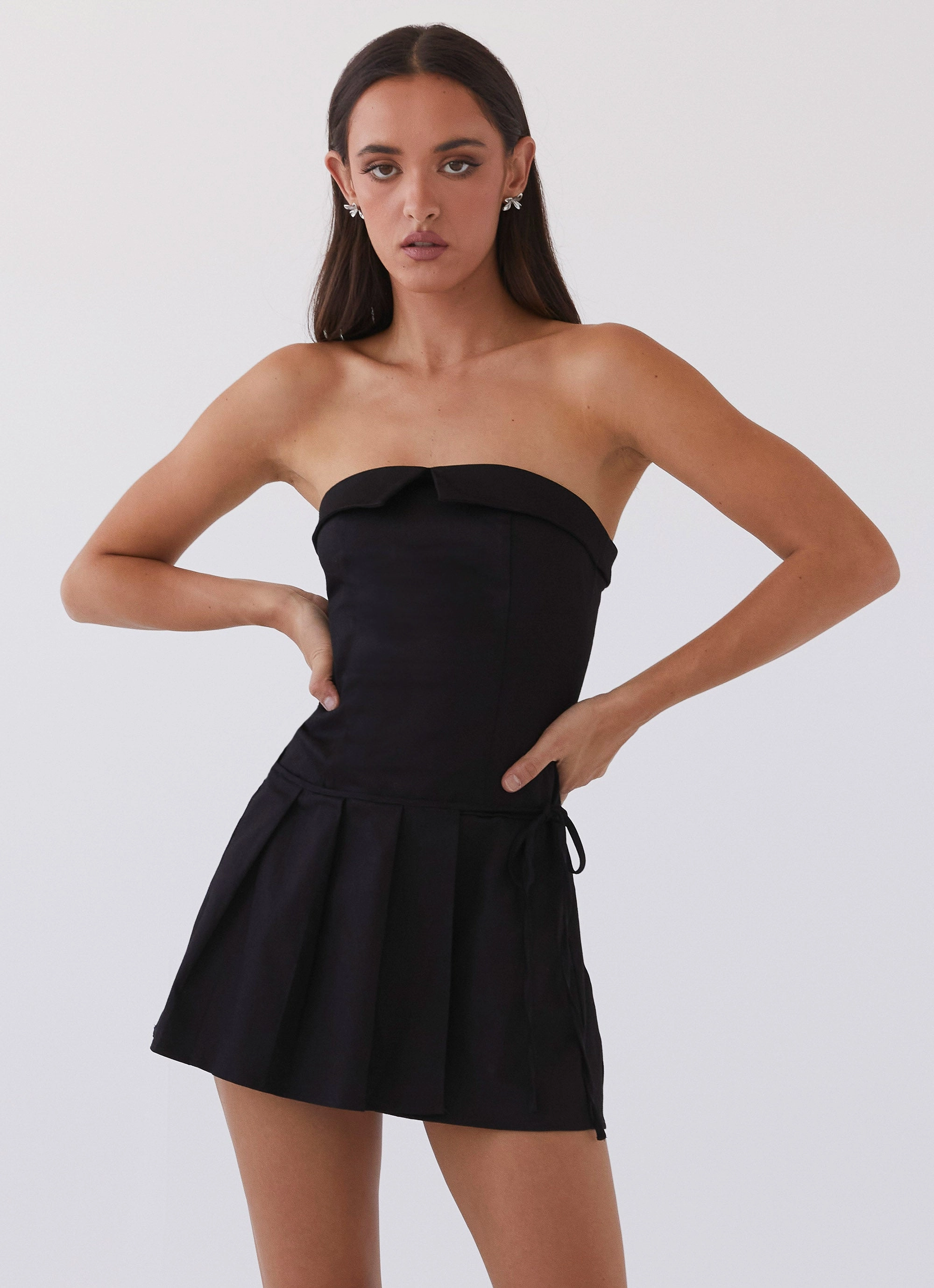 Calling The Shots Mini Dress - Black Comfort Stretch