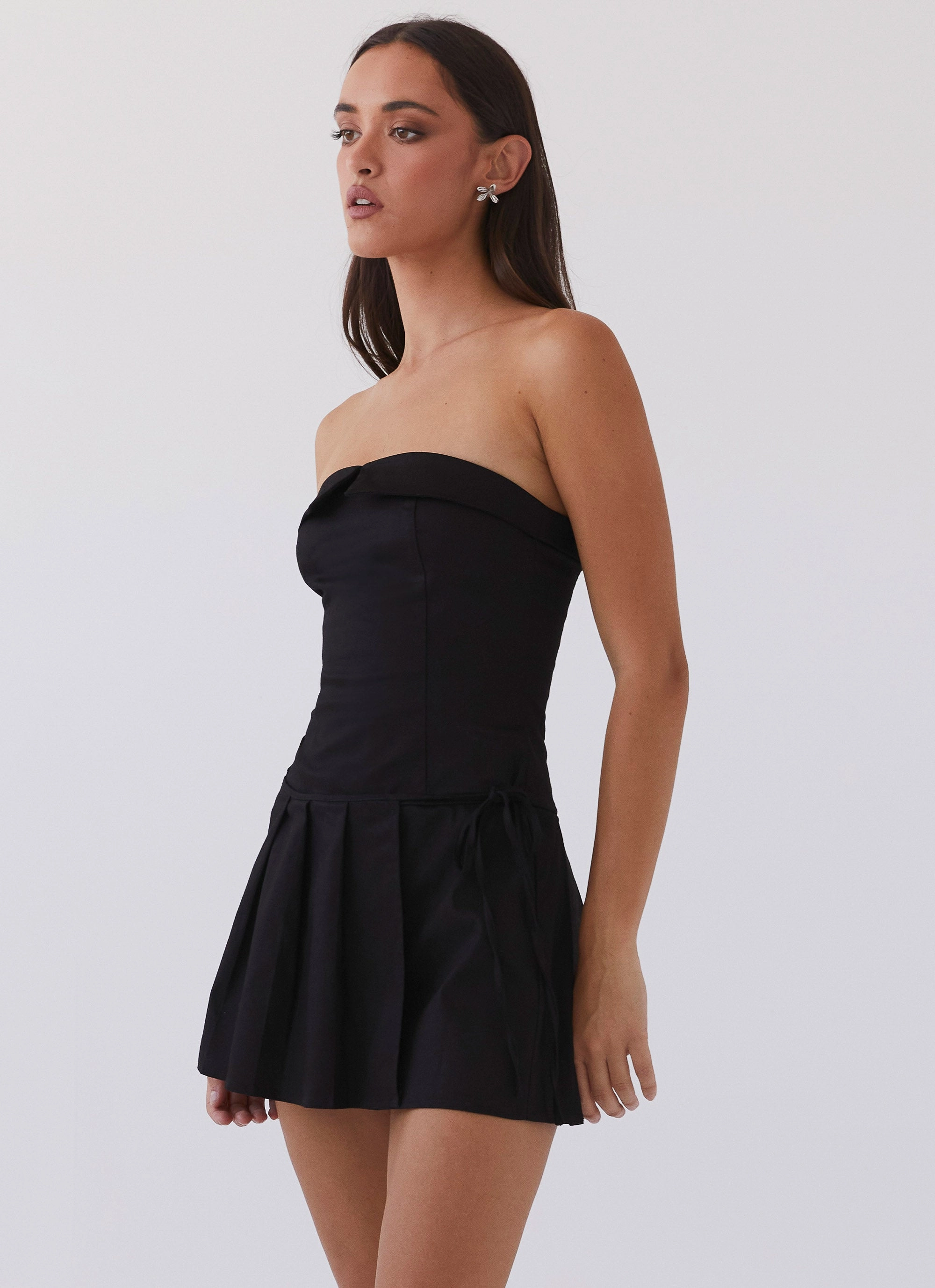 Cut-Out-Detail Statement Neck Calling The Shots Mini Dress - Black