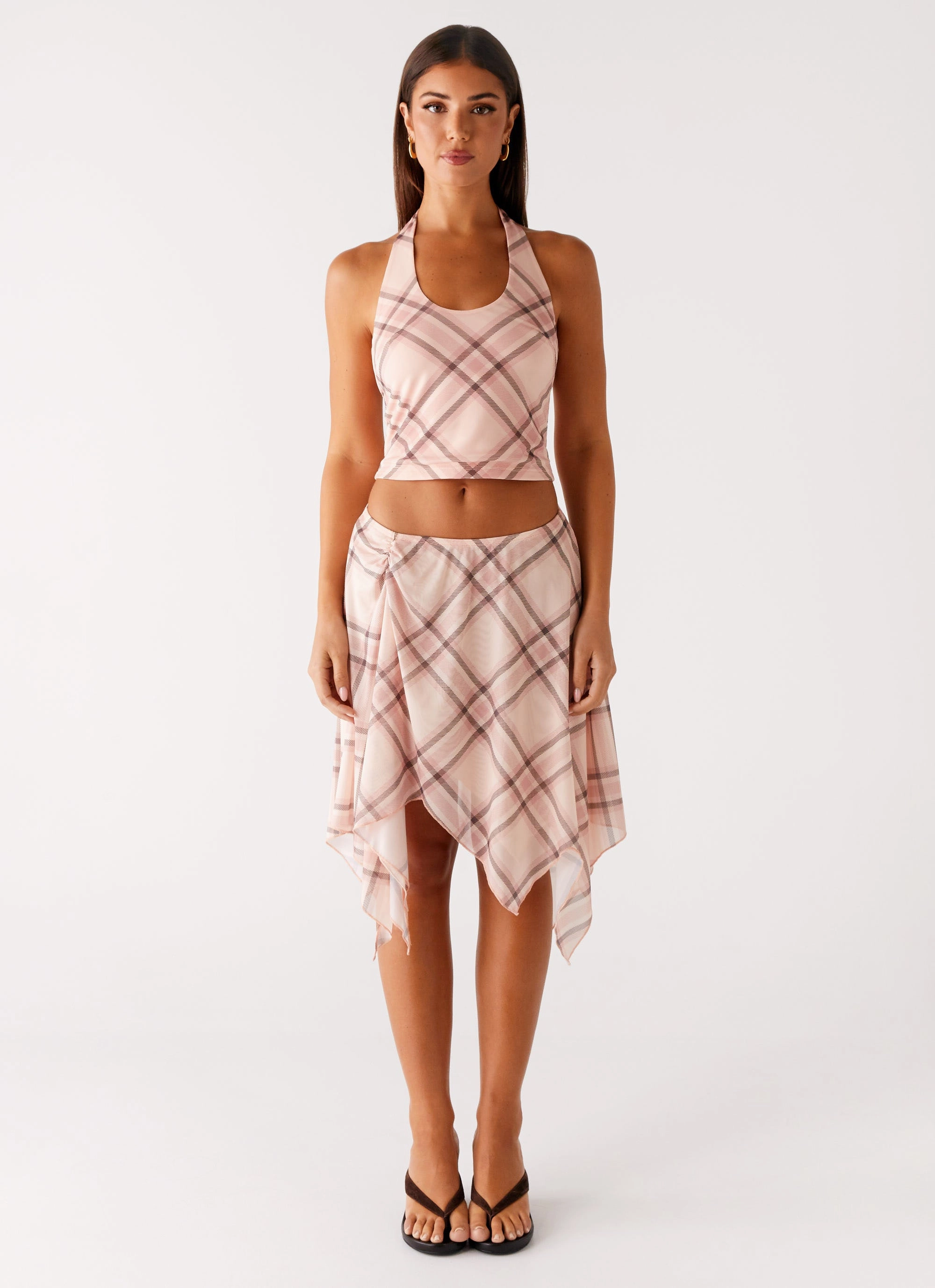Fit Check Midi Skirt - Pink Check Core Essential Weekend Ready