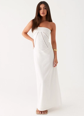 Cerisa Linen Maxi Dress - White Love Glow