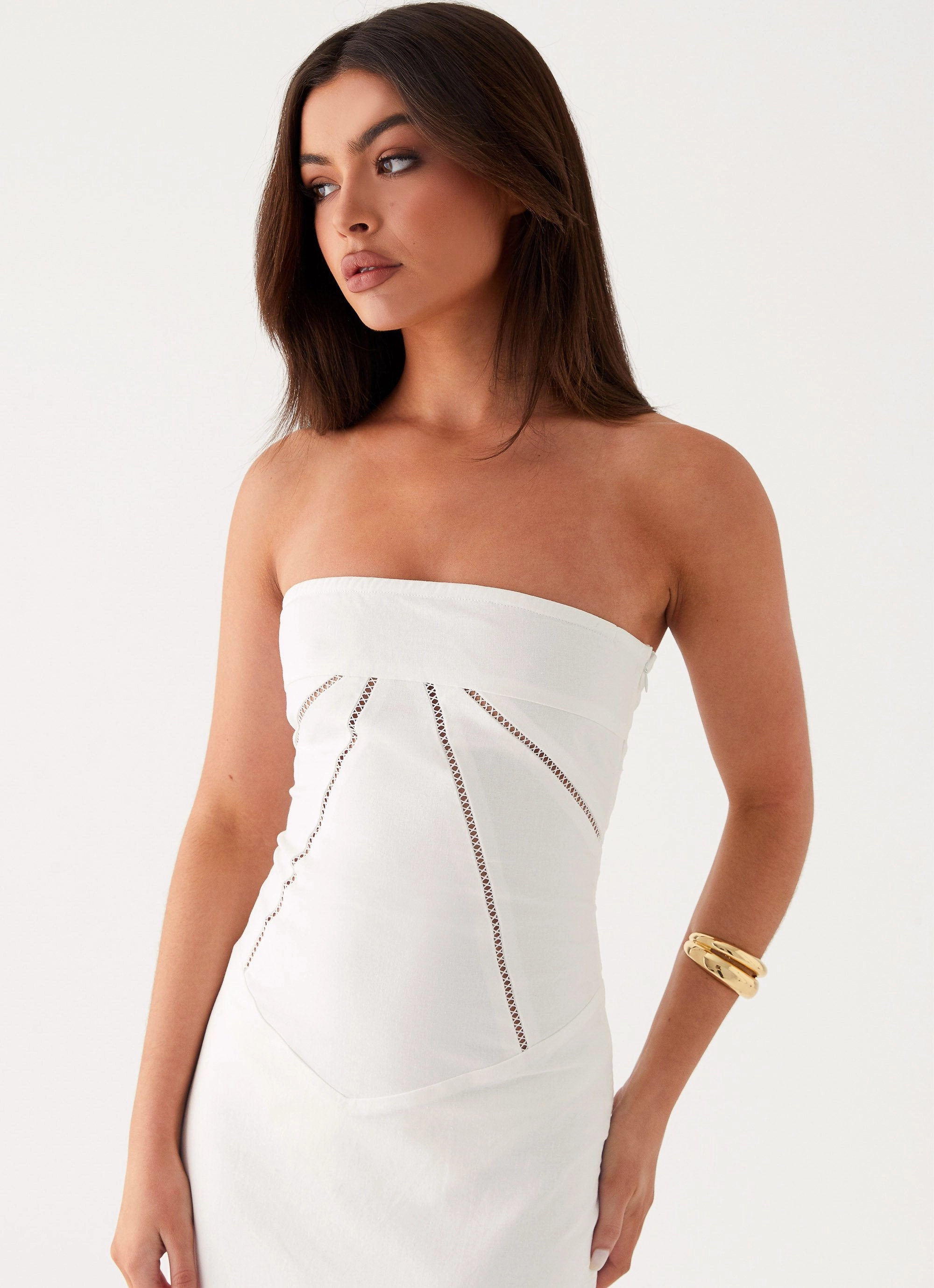 Cerisa Linen Maxi Dress - White Bow Soft Easy Comfort