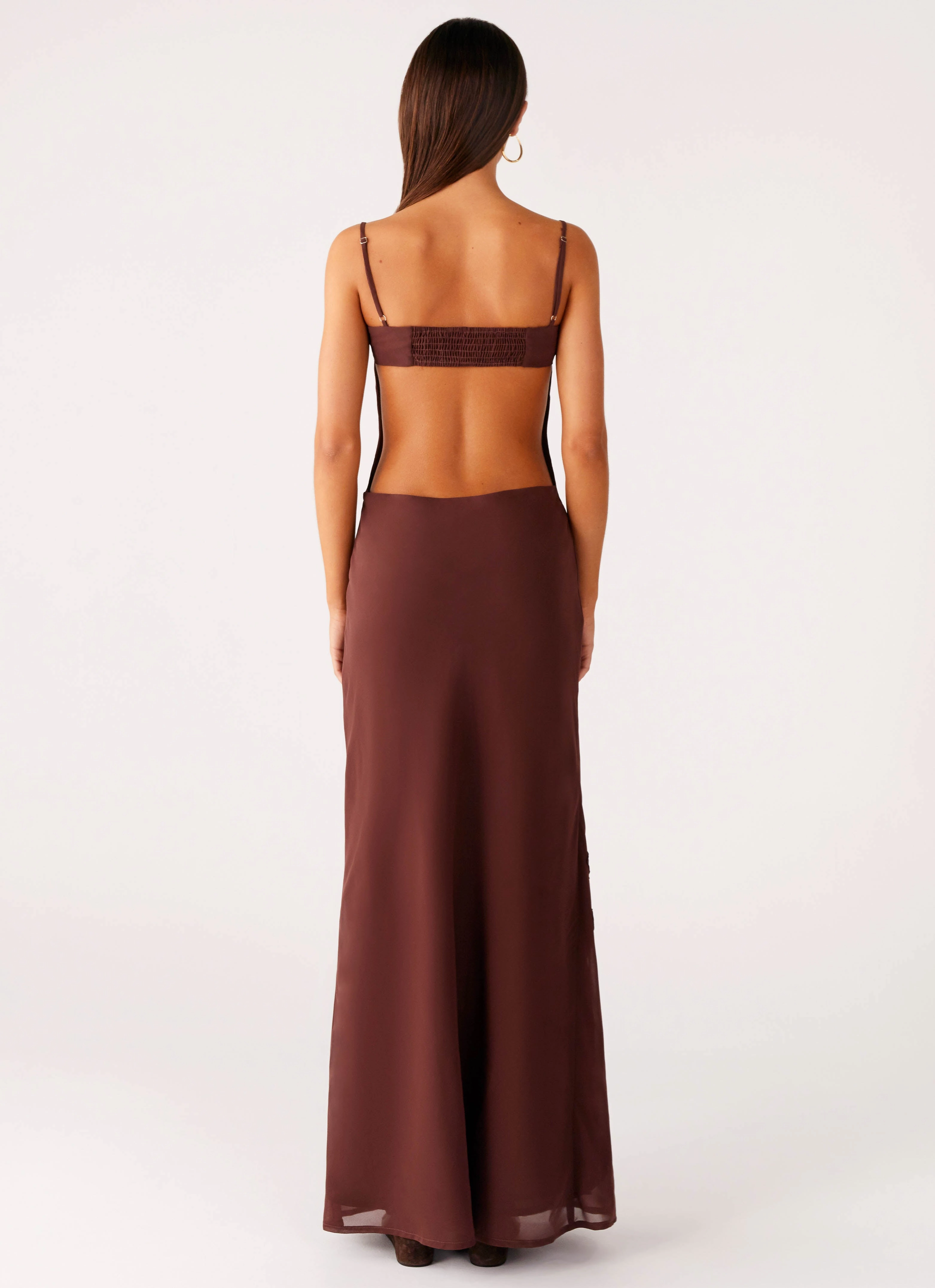 Gender Fluid Bayla Beaded Flower Maxi Dress - Chocolate