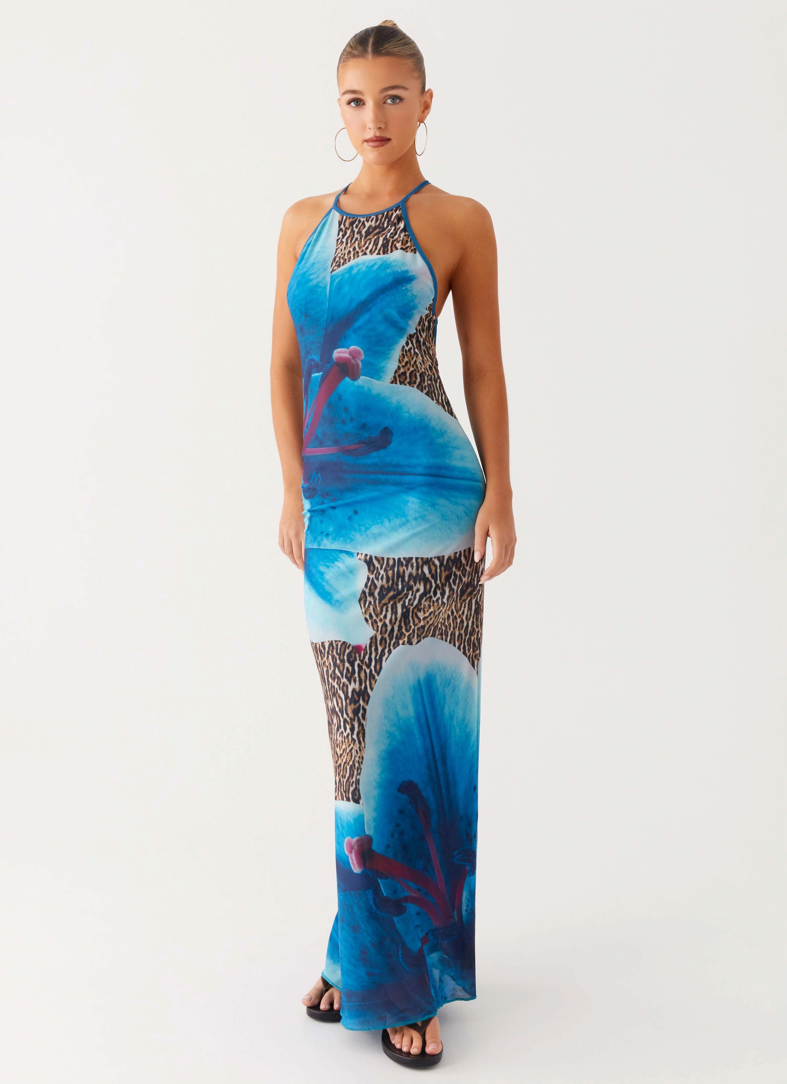 Sandy Siren Maxi Dress - Cheetah Floral Dreamy Drape