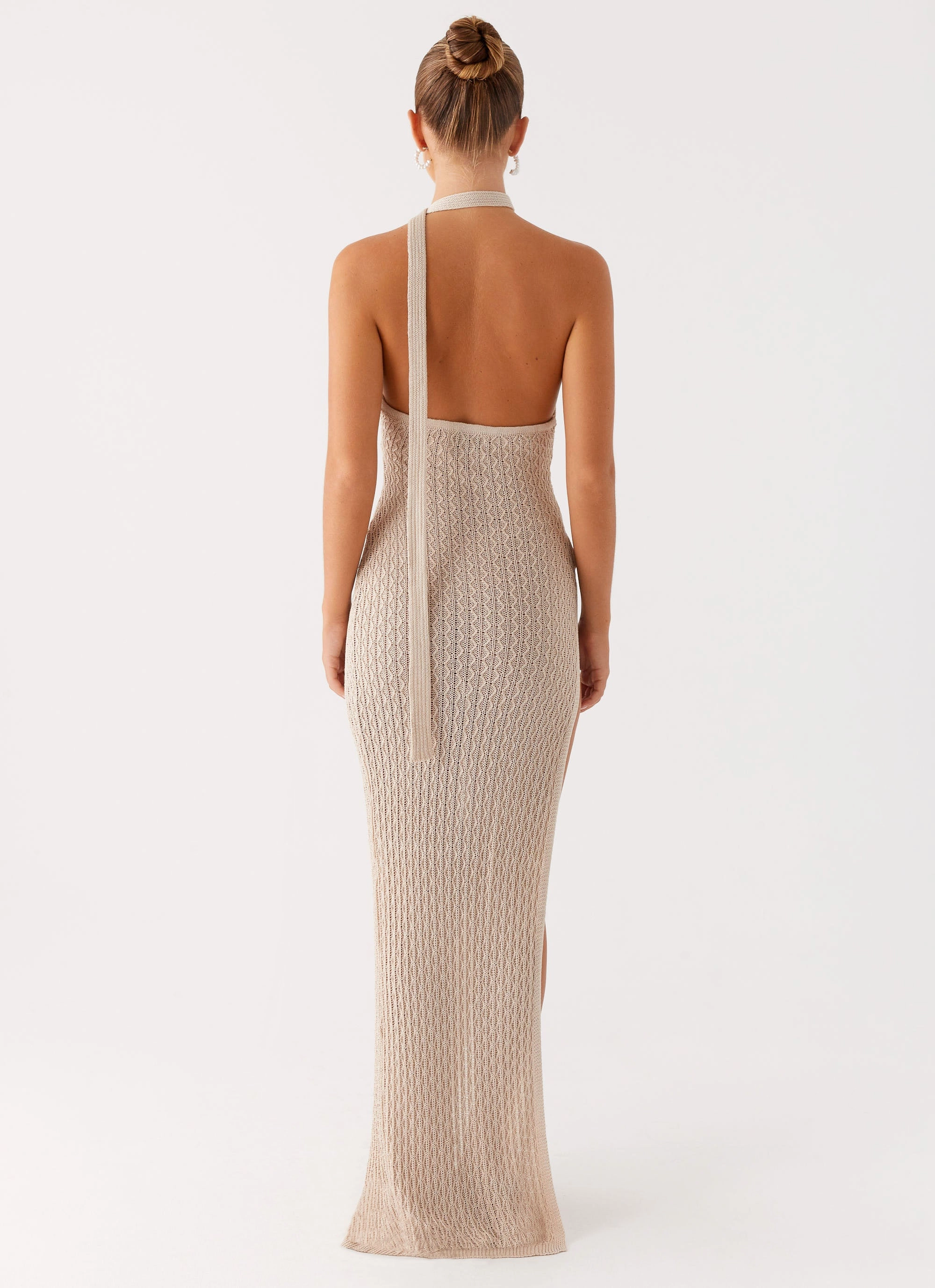 Carryn Knit Maxi Dress - Beige Chic Tailoring Design