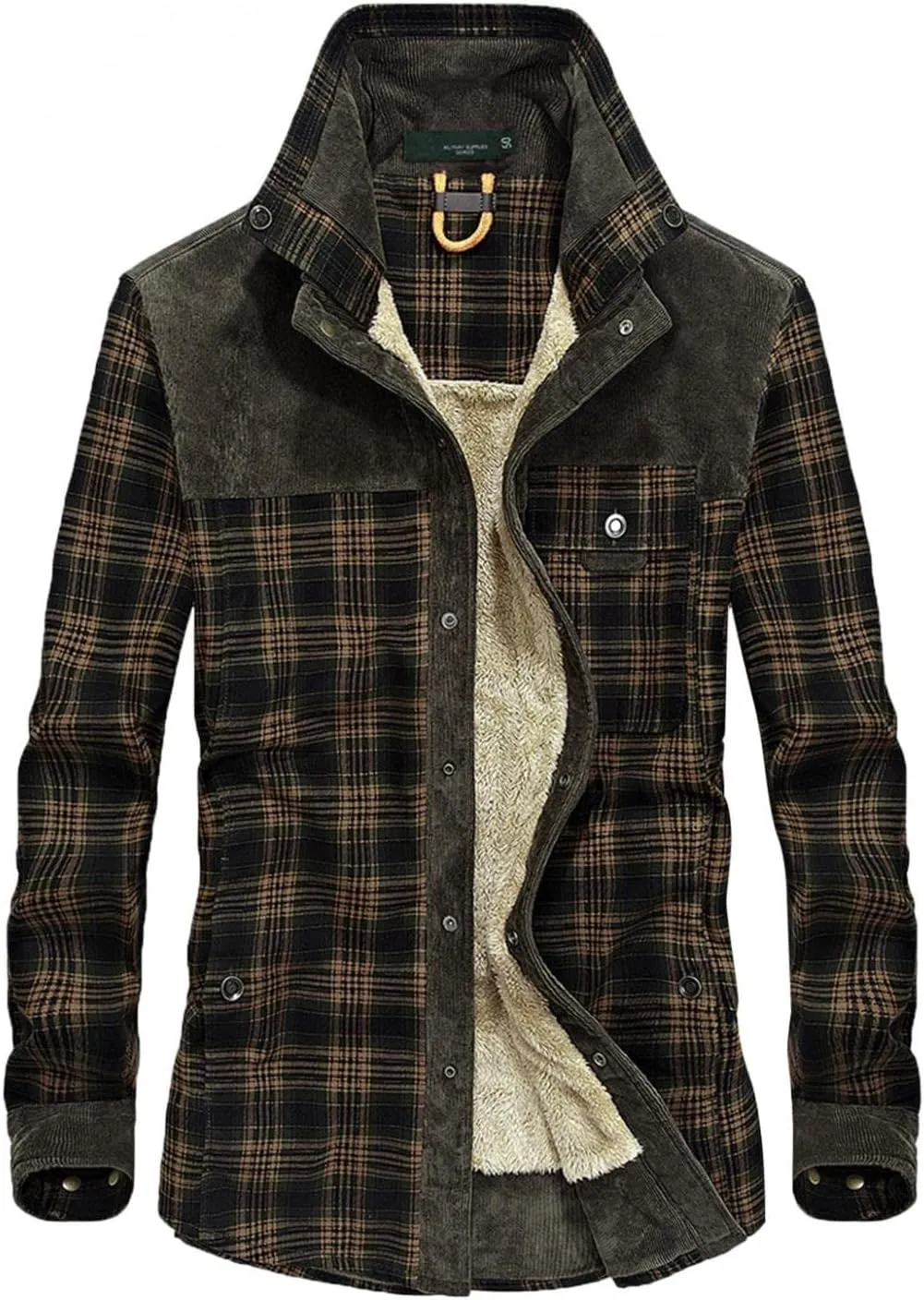 Flannel Jackets for Men,Men's Camp Night Berber Lined Hooded Flannel Shirt Jacket Coat Sweatshirts Hoodies Sweaters Tops