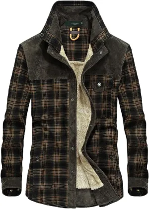 Flannel Jackets for Men,Men's Camp Night Berber Lined Hooded Flannel Shirt Jacket Coat Sweatshirts Hoodies Sweaters Tops