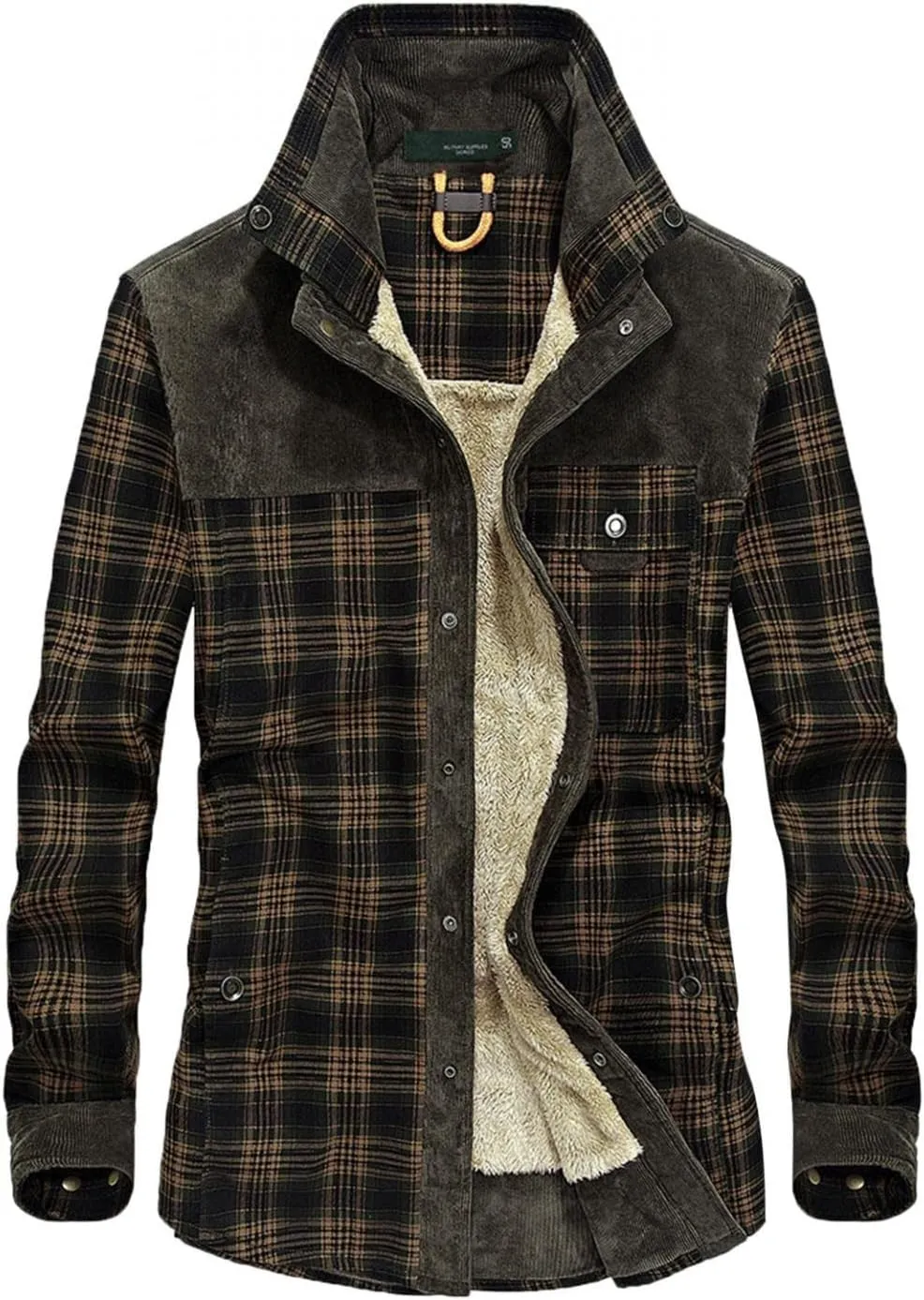 Flannel Jackets for Men,Men's Camp Night Berber Lined Hooded Flannel Shirt Jacket Coat Sweatshirts Hoodies Sweaters Tops