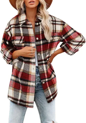 Flannel Plaid Jacket Long Sleeve Button