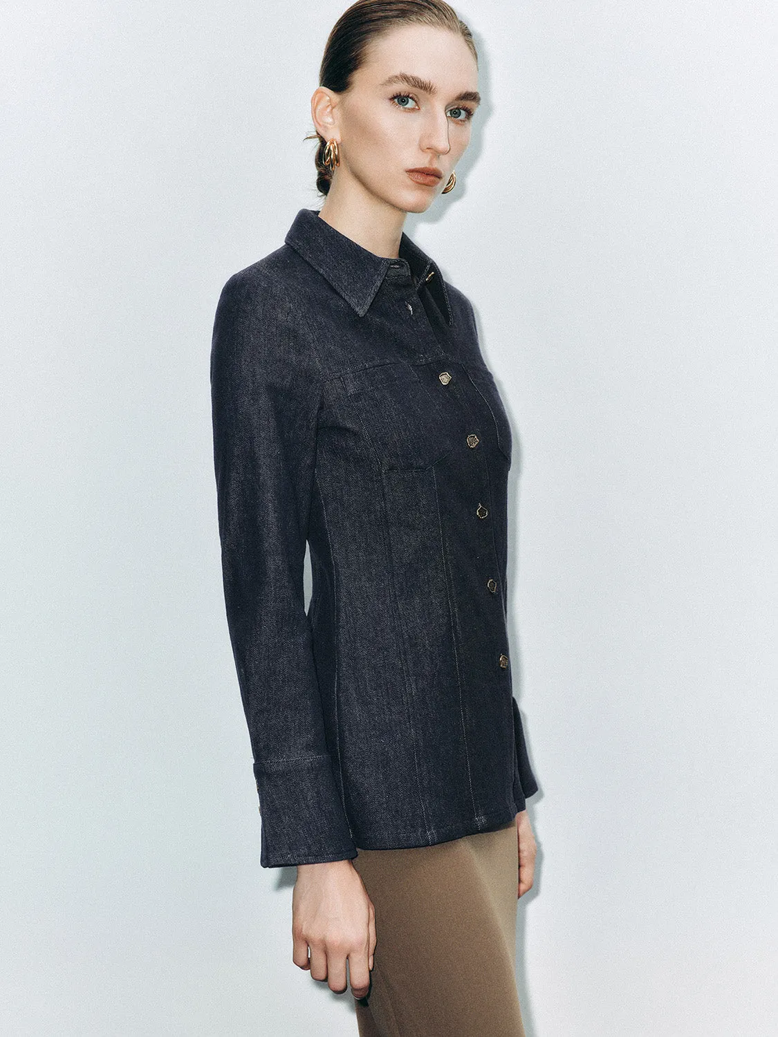Flared Sleeve Denim Shirts