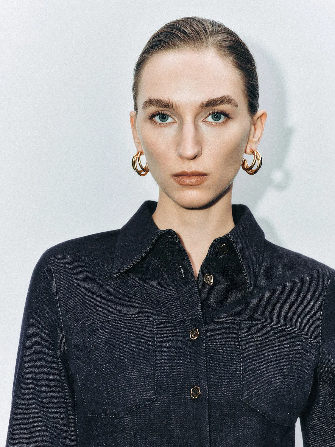 Flared Sleeve Denim Shirts