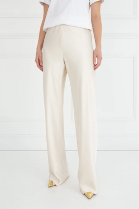 Layered Neckline "The Sandra" - Satin Trousers Long (Cream)