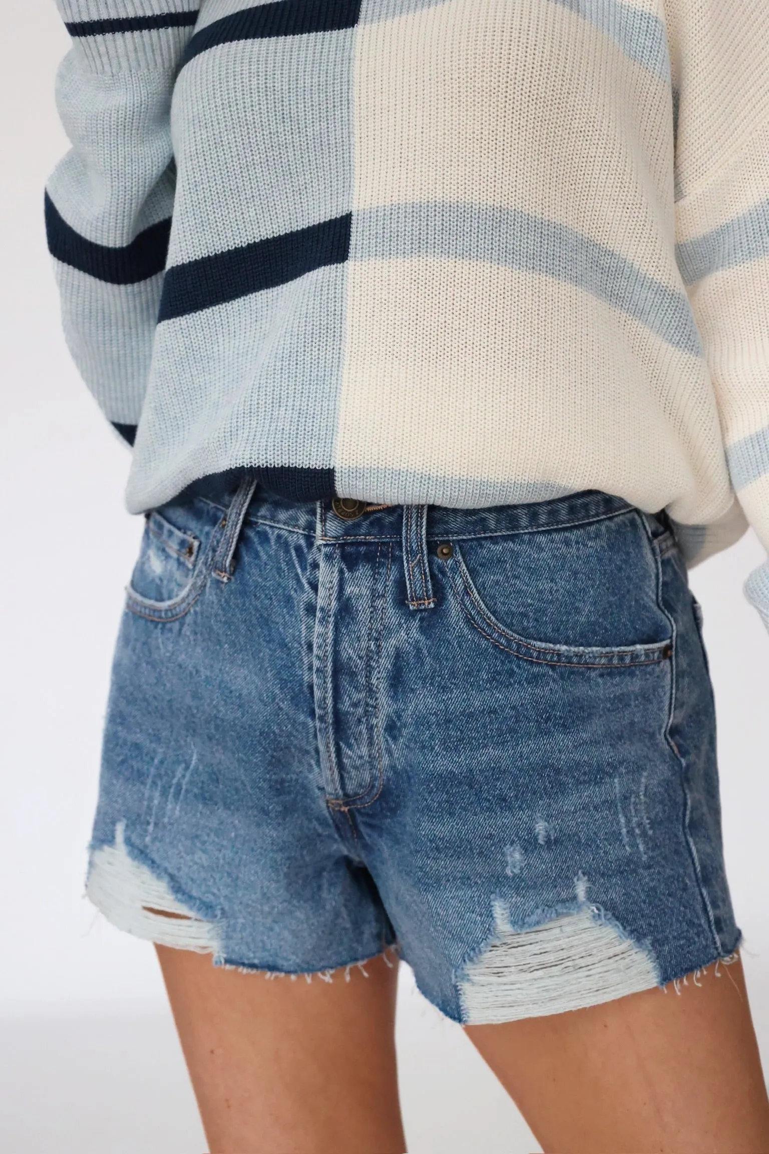 Shape Retention Light Coverage Classic Hi-Rise Denim Short - Vintage Indigo(FINAL SALE)