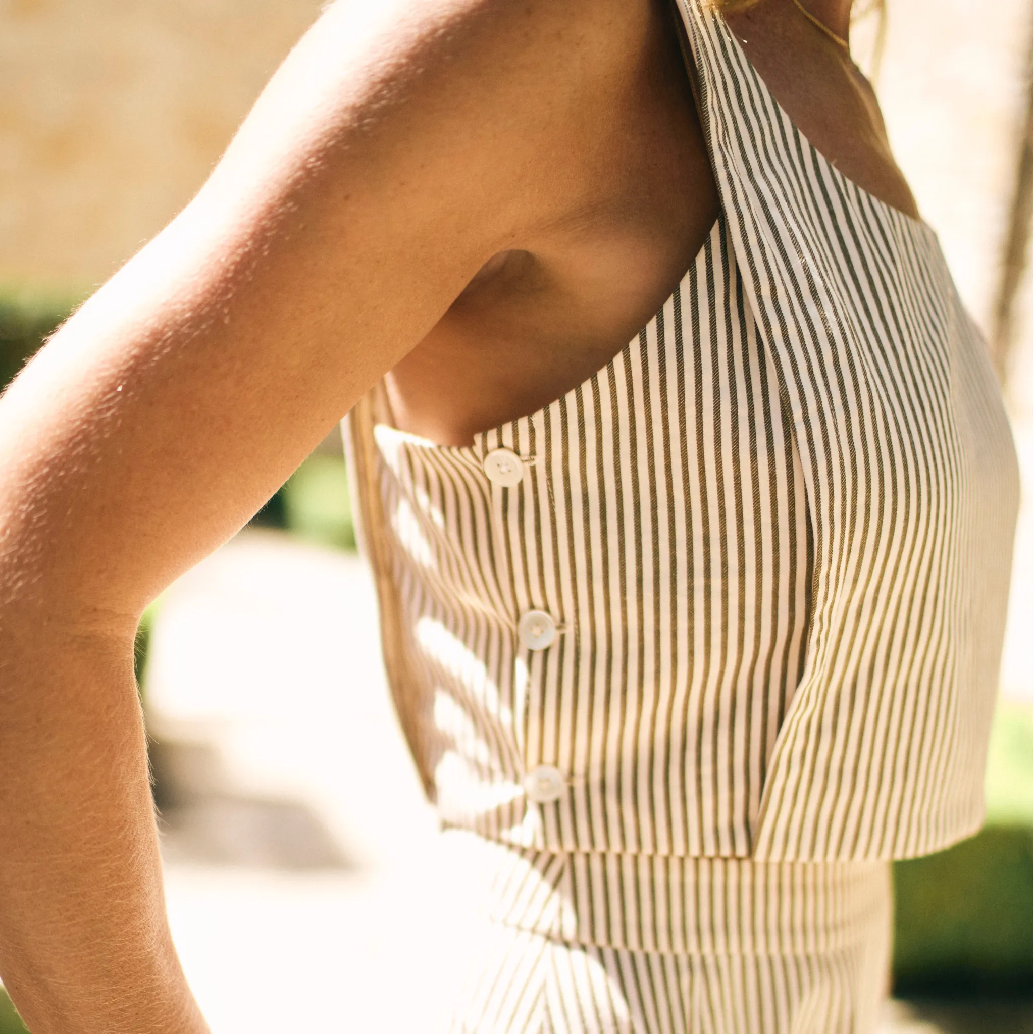 AntiPilling MASON'S DAUGHTER | Sophia Top, Brown & Ivory Dobby Striped