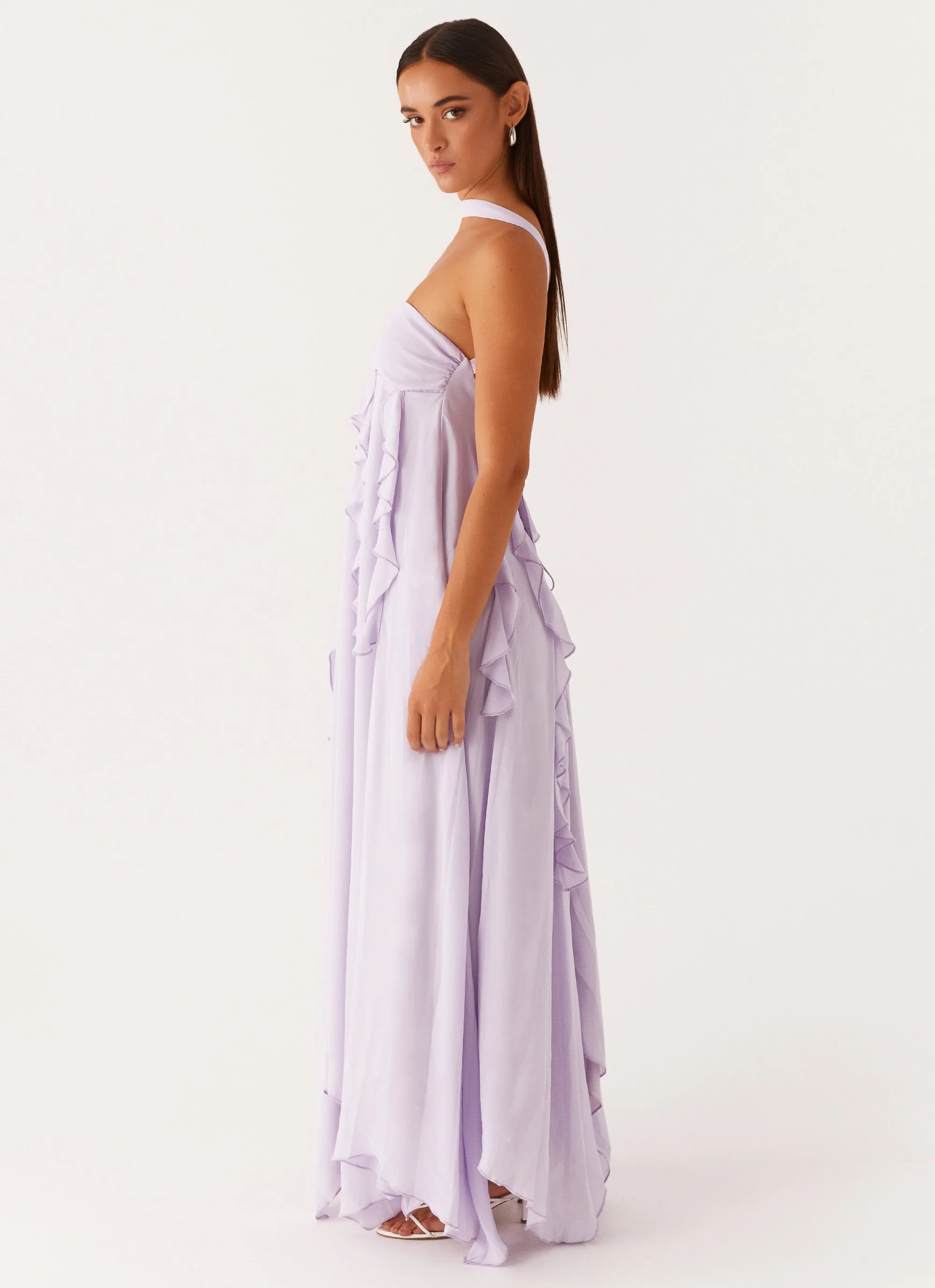 High Waist Long Sleeve Florence Maxi Dress - Lilac