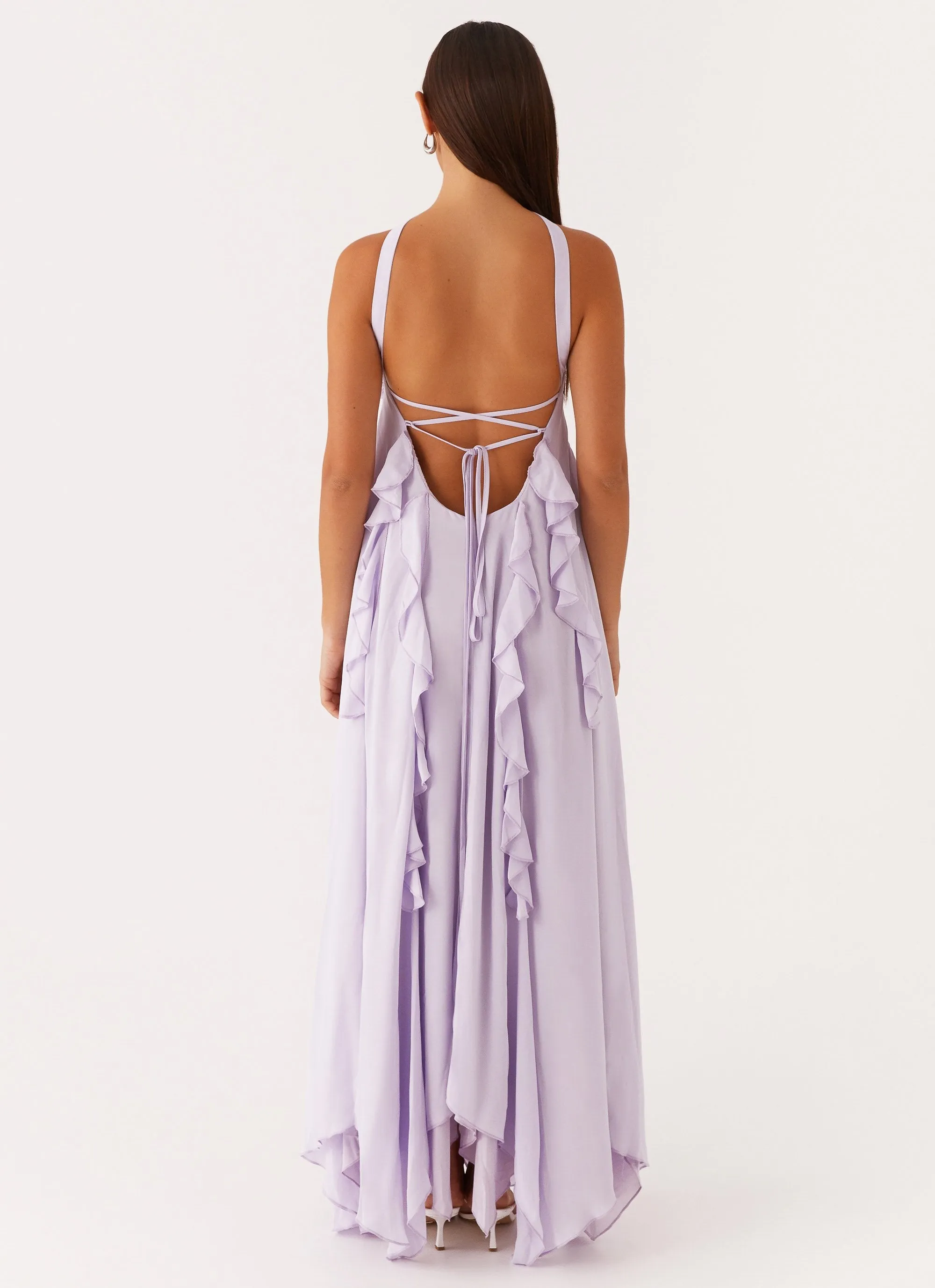 Flattering Waist Design Fit DoubleLayeredMaterial Florence Maxi Dress - Lilac