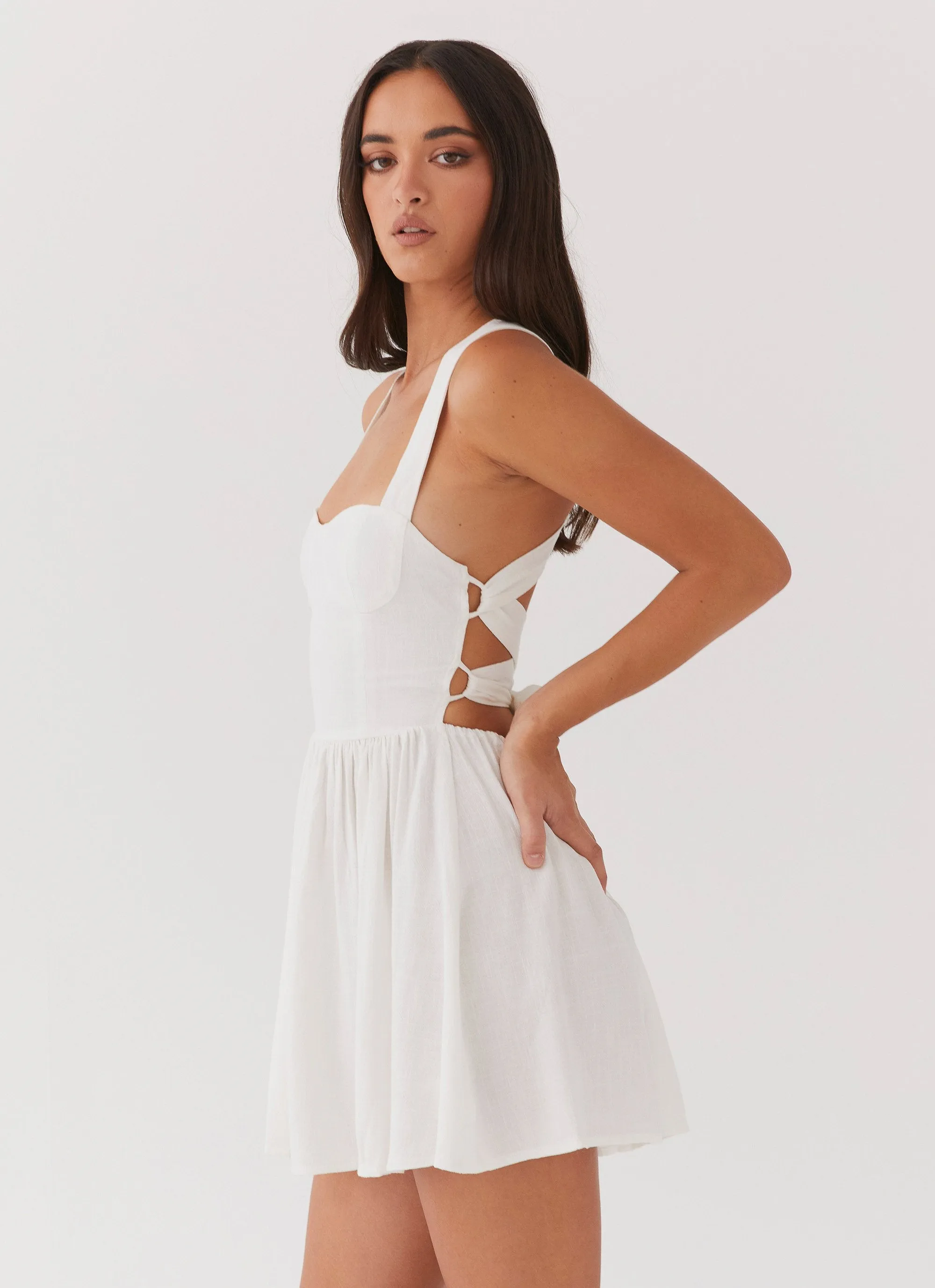 Classic and Chic Penelope Linen Mini Dress - Ivory