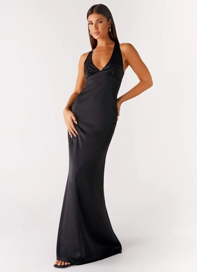 Desi Halterneck Maxi Dress - Black Timeless Trend