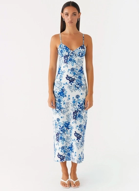 Work Flex Fresh Palette Take Chances Midi Dress - Serene Sky Floral